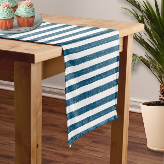 Baby on Board Rustic Navy Nautical Stripe Shower Medium Table Runner (Creator Uploaded)