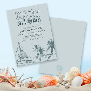 Baby on Board Sailboat Summer Baby Shower Invitation