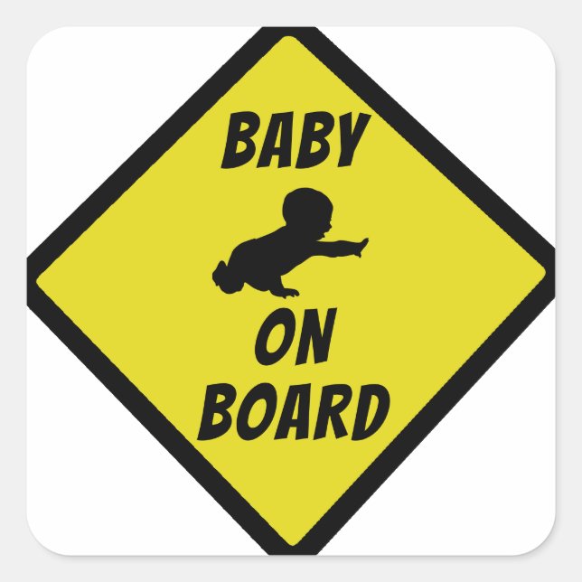 BABY ON BOARD Sign Yellow Square Sticker (Front)
