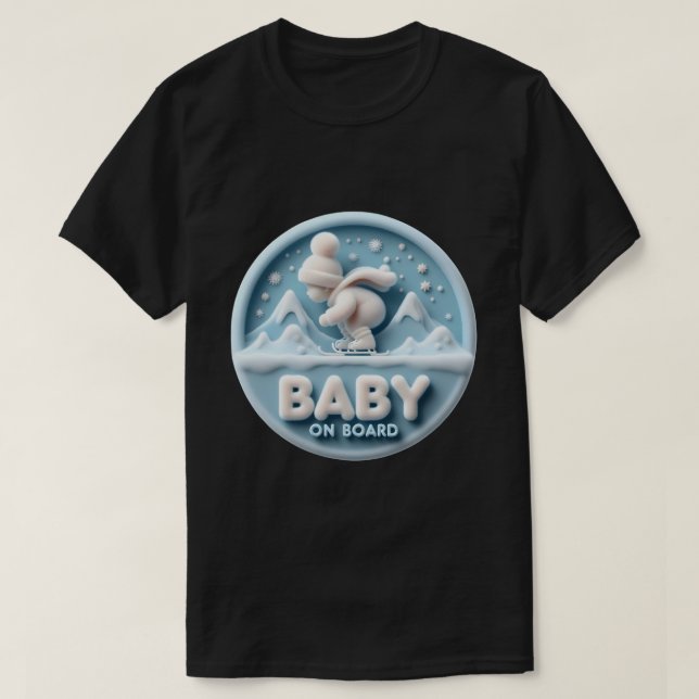 Baby on Board Skateboard Announcement  T-Shirt (Design Front)