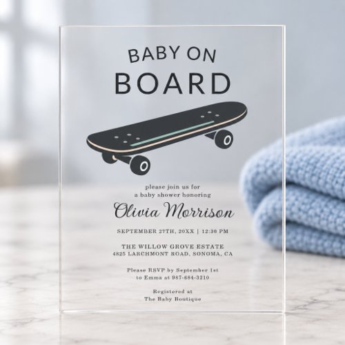 Skateboard Modern baby shower invitation