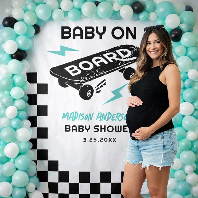 Baby on Board Skateboard Baby Shower Backdrop  (Creator Uploaded)