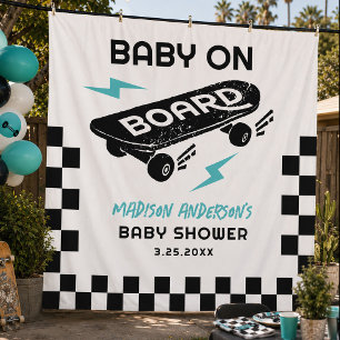 Baby on Board Skateboard Baby Shower Backdrop 