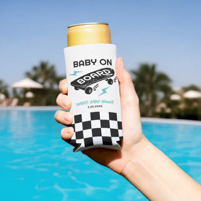 Baby on Board Skateboard Baby Shower Can Coolers





