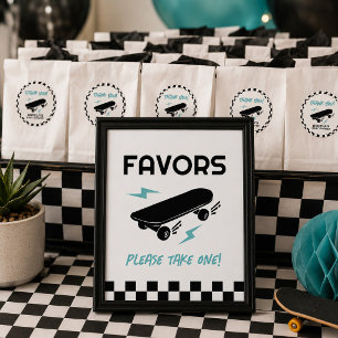 Baby on Board Skateboard Baby Shower Favors Sign