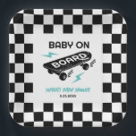 Baby on Board Skateboard Baby Shower Paper Plates<br><div class="desc">Get ready to take your baby shower to the next level with Creative Union Design’s super rad skateboard-themed baby shower designs! This cool skateboard design is sure to turn heads and spark smiles when your guests read Baby on Board! With customizable colors, you can match it perfectly to your party’s...</div>