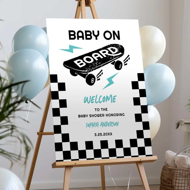 Baby on Board Skateboard Baby Shower Welcome Sign (Creator Uploaded)