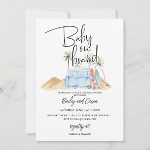 Baby on Board, Summer Baby Shower, Baby Shower, Invitation