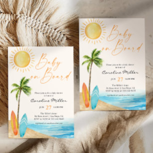 Baby On Board Summer Beach Baby Shower Invitation