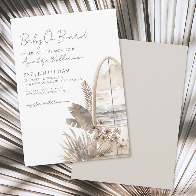 Baby On Board Summer Boho Beach Baby Shower Invitation (Baby On Board Summer Boho Beach Baby Shower Invitation)