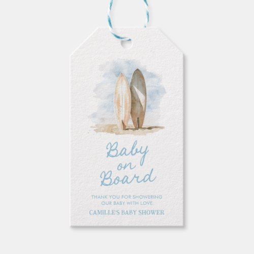 Baby on Board Summer Boy Baby Shower Gift Tags