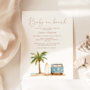Baby On Board Summer Surf Baby Shower Invitation