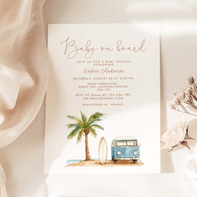 Baby On Board Summer Surf Baby Shower  Invitation (Creator Uploaded)