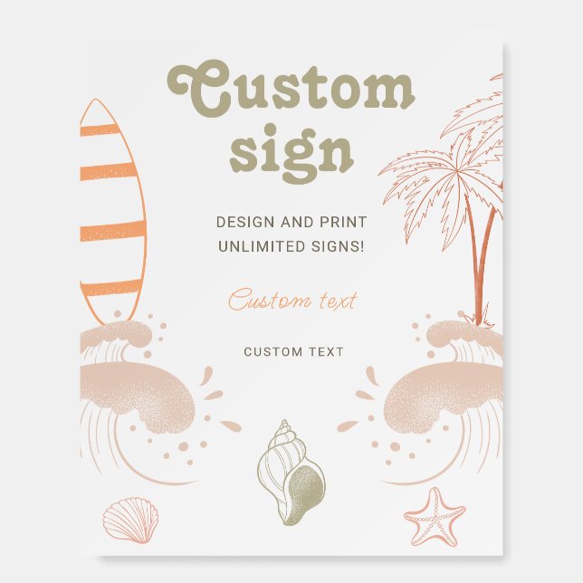Baby On Board Surf Baby Shower Custom Sign (Front)