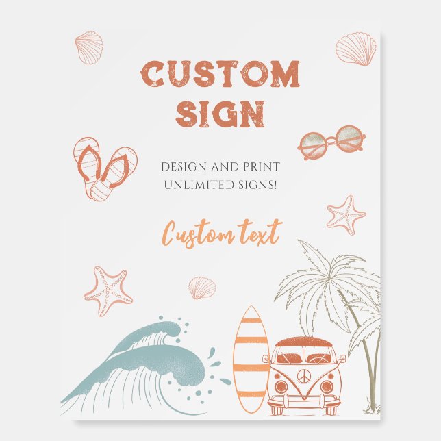 Baby on Board Surf Baby Shower Custom Sign (Front)