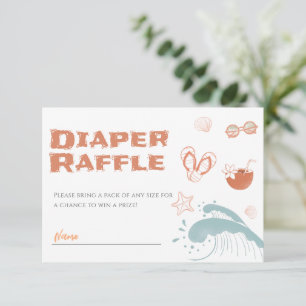 Baby on Board Surf Baby Shower Diaper Raffle Card