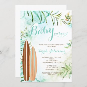 Baby On Board Surf Baby Shower Invitation by Pixabelle at Zazzle