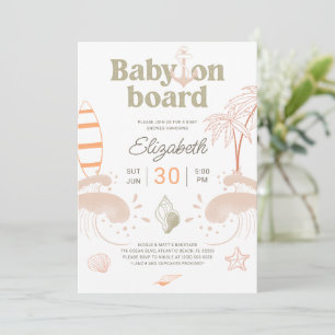 Baby On Board Surf Baby Shower Invitation Card