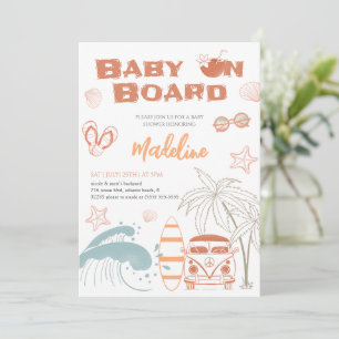 Baby on Board Surf Baby Shower Invitation Card