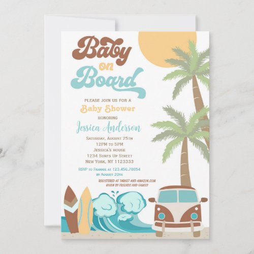 Baby on Board Surf Baby Shower Invitations