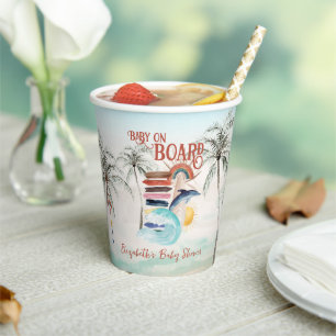 Baby on Board Surf Baby Shower Paper Cups