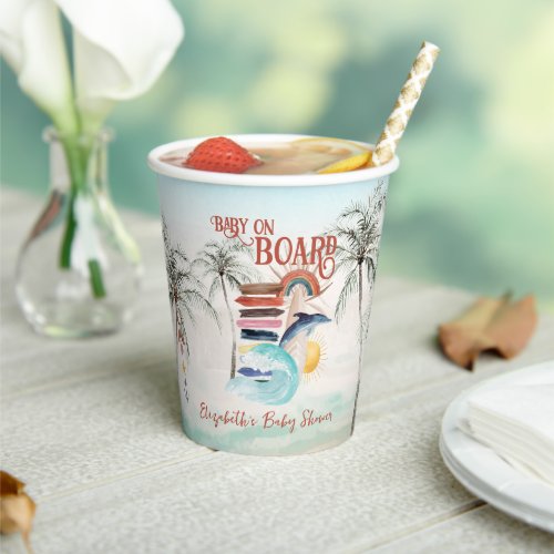 Baby on Board  Surf Baby Shower Paper Cups