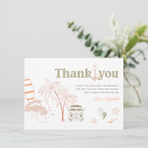 Baby On Board Surf Baby Shower Thank You Card