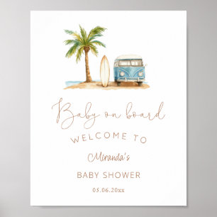 Baby On Board surf Baby Shower Welcome Poster