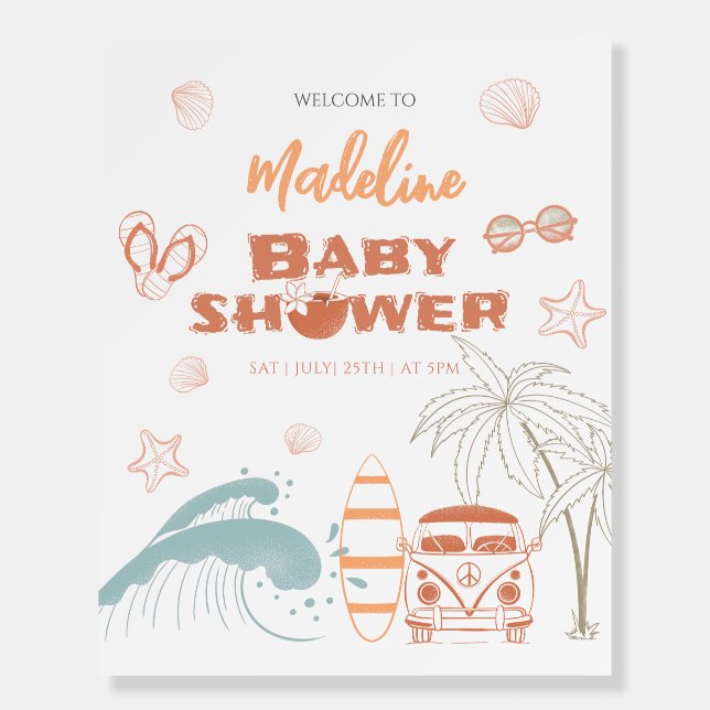 Baby on Board Surf Baby Shower Welcome Sign (Front)