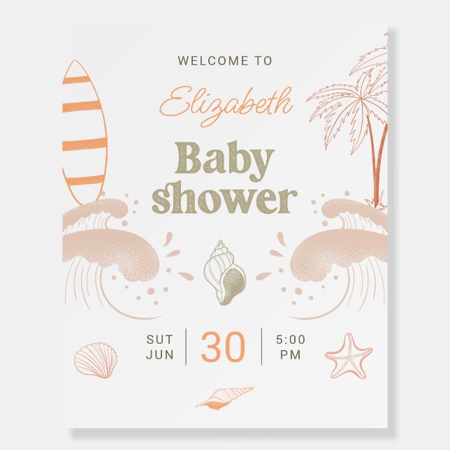 Baby On Board Surf Baby Shower Welcome Sign (Front)