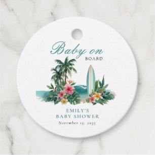 Baby On Board Surf Beach Baby Shower Favor Tags