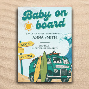 Baby on Board Surf Beach Baby Shower Invitation