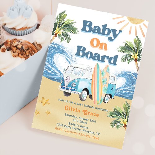 Baby on Board Surf Beach Baby Shower  Invitation