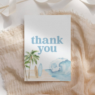 Baby on Board Surf Beach Baby Shower Letterpress Thank You Card