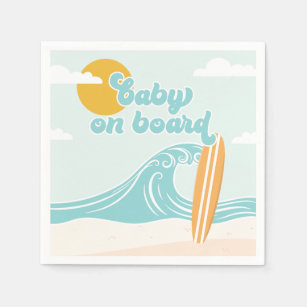 Baby on Board Surf Beach Baby Shower Napkins