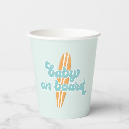 Baby on Board Surf Beach Baby Shower Paper Cups