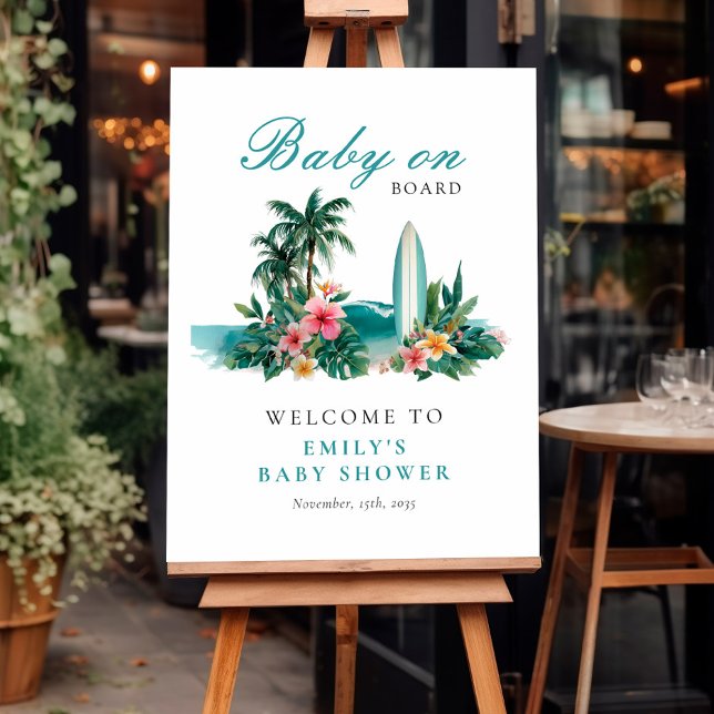 Baby on Board Surf Beach Baby Shower Welcome Sign (Creator Uploaded)