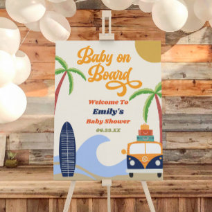 Baby On Board Surf Beach Baby Shower Welcome Sign