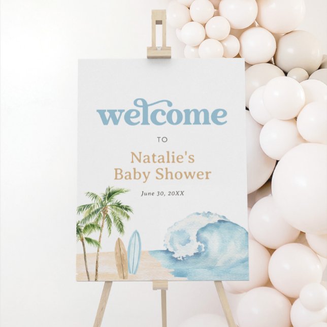 Baby on Board Surf Beach Baby Shower Welcome Sign (Creator Uploaded)