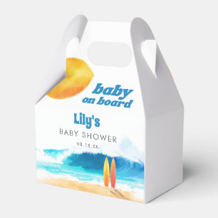 Baby on Board Surf Beach Watercolor Baby Shower Favor Boxes
