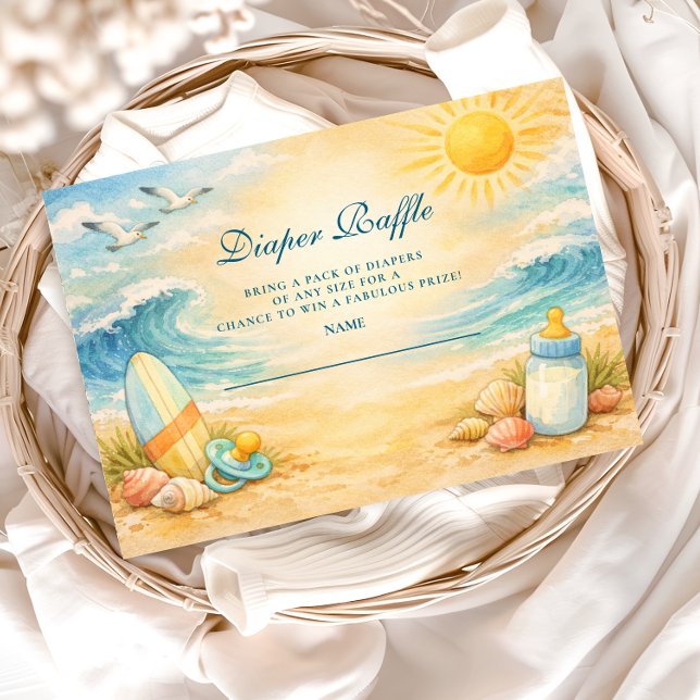 Baby On Board Surf Diapper Raffle Enclosure Card (Creator Uploaded)