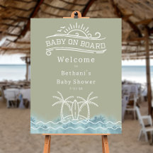 Baby On Board Surf Green Baby Shower Welcome