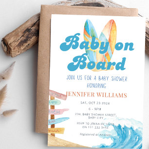 Baby on Board Surf Ocean Sea Baby Shower Invitation