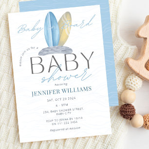 Baby on Board Surf Ocean Sea Baby Shower Invitation