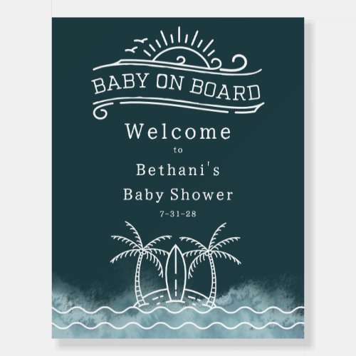 Baby On Board Surf Slate Blue Baby Shower Welcome