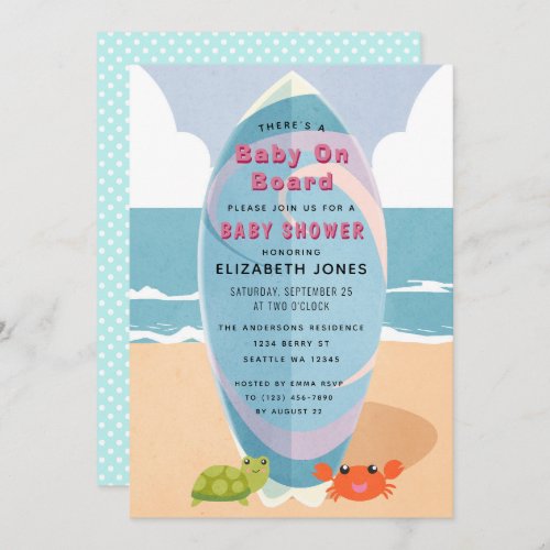 Baby on Board Surfboard Baby Shower Invitation