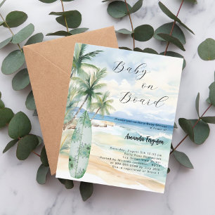 Baby on Board surfboard Baby Shower invitation