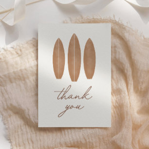Baby on Board Surfboard Baby Shower Letterpress Thank You Card