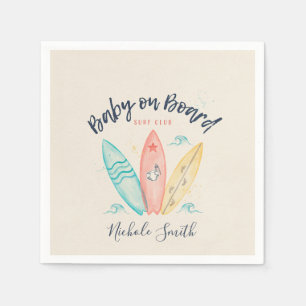 Baby On Board Surfboard Baby Shower Napkins