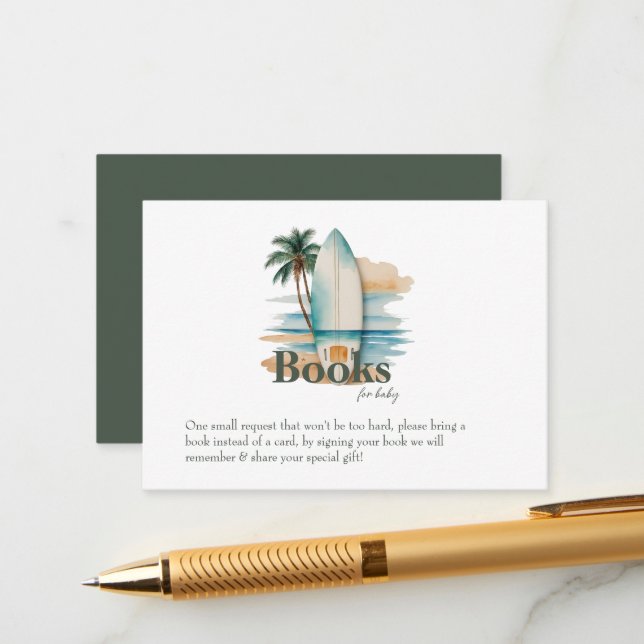 Baby on Board Surfboard Beach Baby Shower Enclosure Card (Front/Back In Situ)